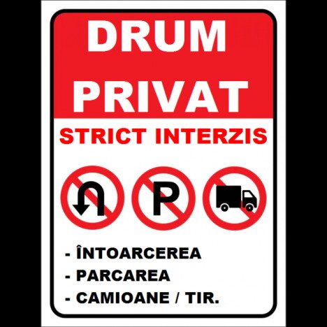 Placuta reflectorizanta pentru drum privat intoarcerea parcarea camioane tir